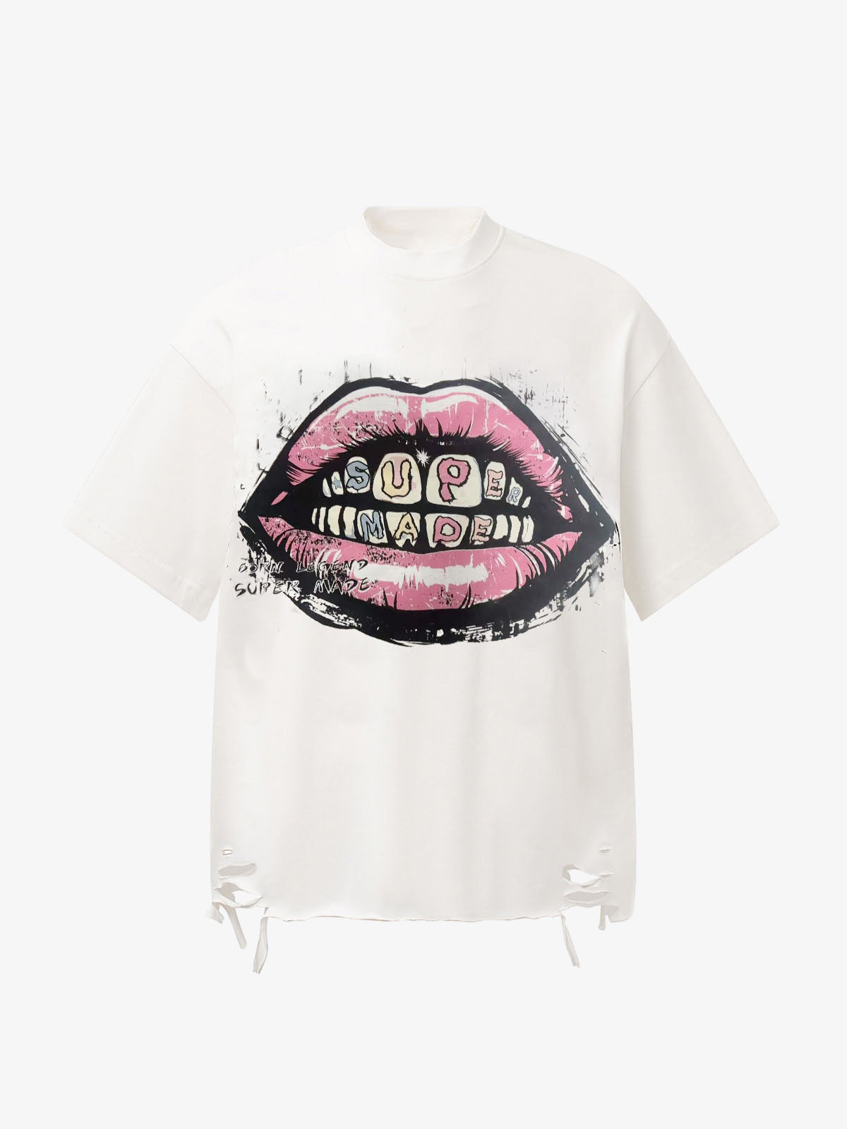 Retro Letter Lip Graphic T-Shirt - White / S