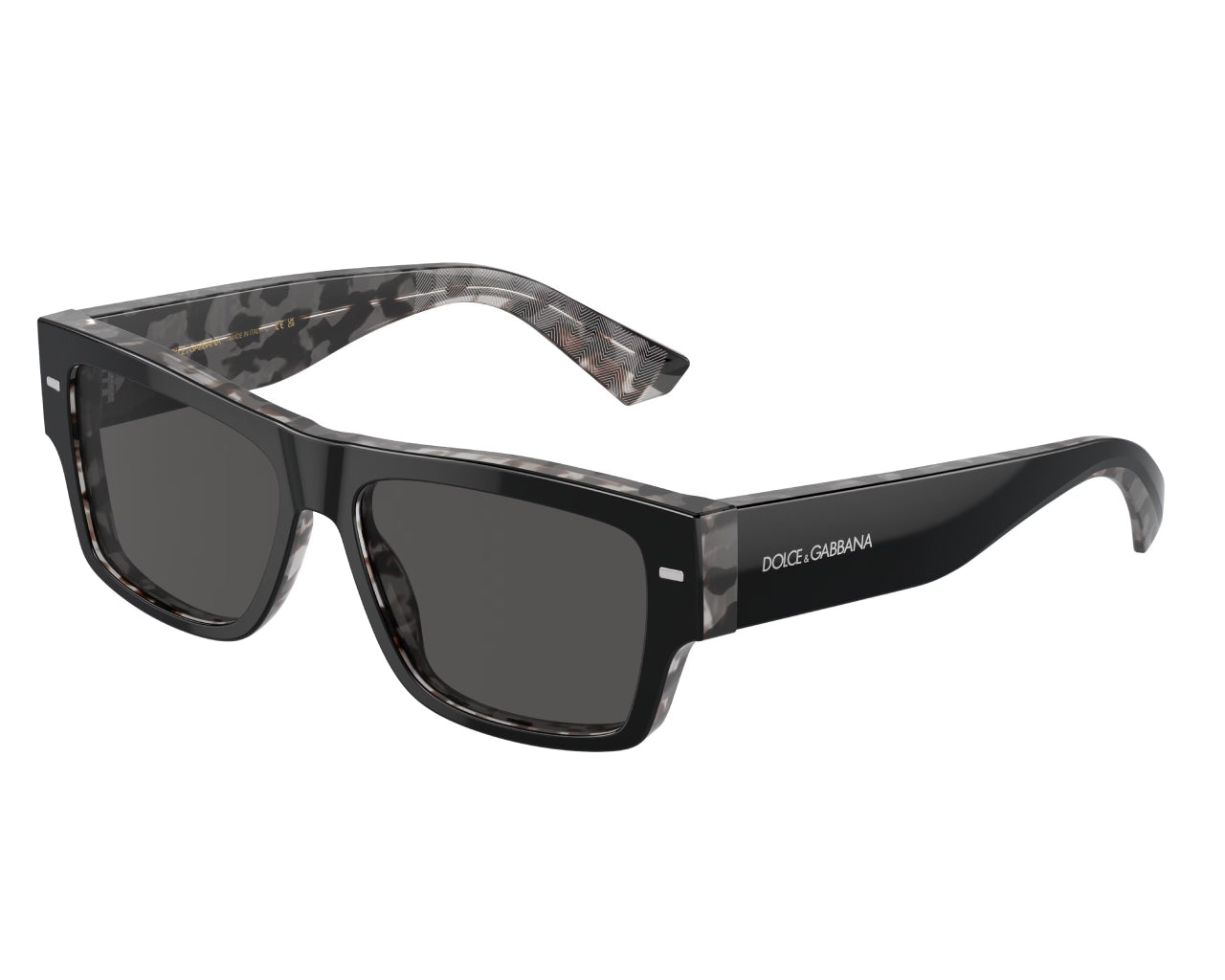 Dolce & Gabbana DG4451 340387 Man Sunglasses Acetate Black Grey Squared Normal