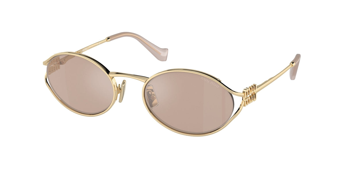 Miu Miu MU 52YS ZVN20F Woman Sunglasses Metal Gold Pink Round Normal Mirror