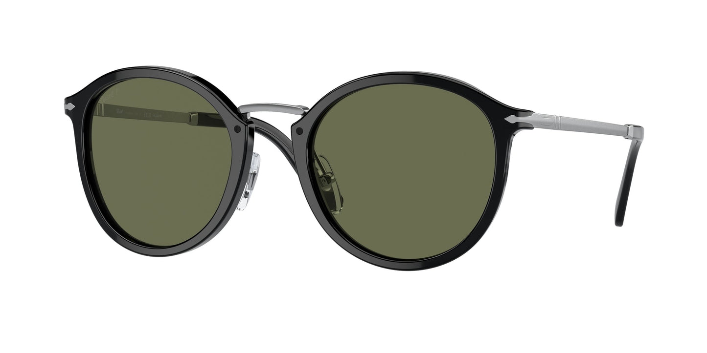 Persol PO3309S 95/58 Unisex Sunglasses Acetate Black Green Round Polarized