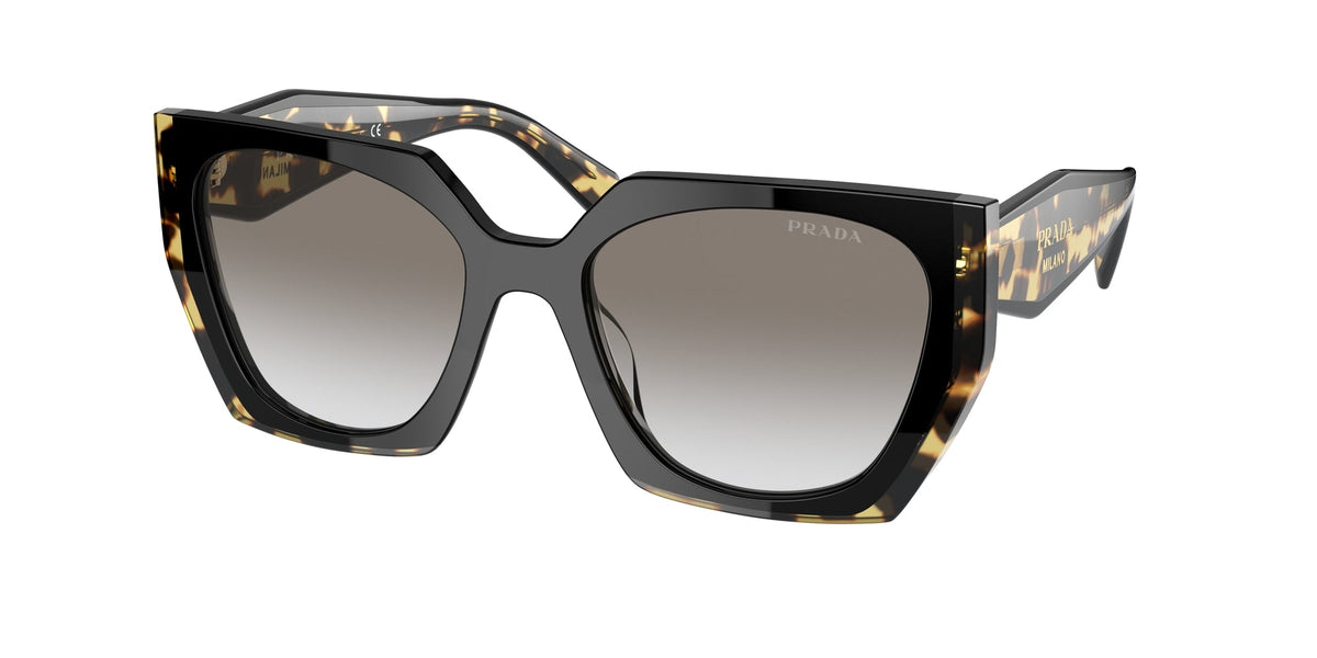 Prada PR 15WS 3890A7 Woman Sunglasses Acetate Black Grey Squared Normal Shaded