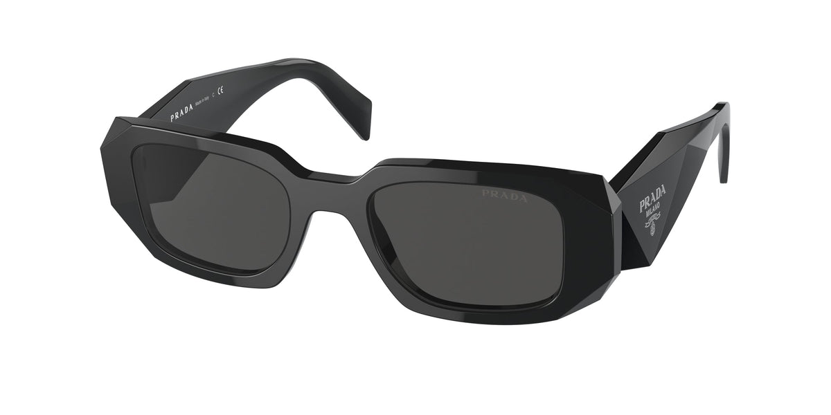 Prada PR 17WS 1AB5S0 Woman Sunglasses Acetate Black Grey Squared Normal