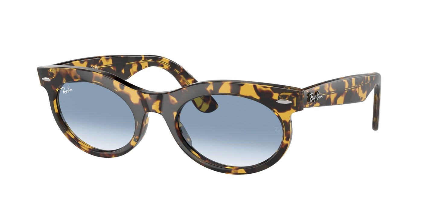 Ray - Ban RB2242 WAYFARER OVAL 13323F Unisex Sunglasses Acetate Turtle Blue Round Normal Shaded