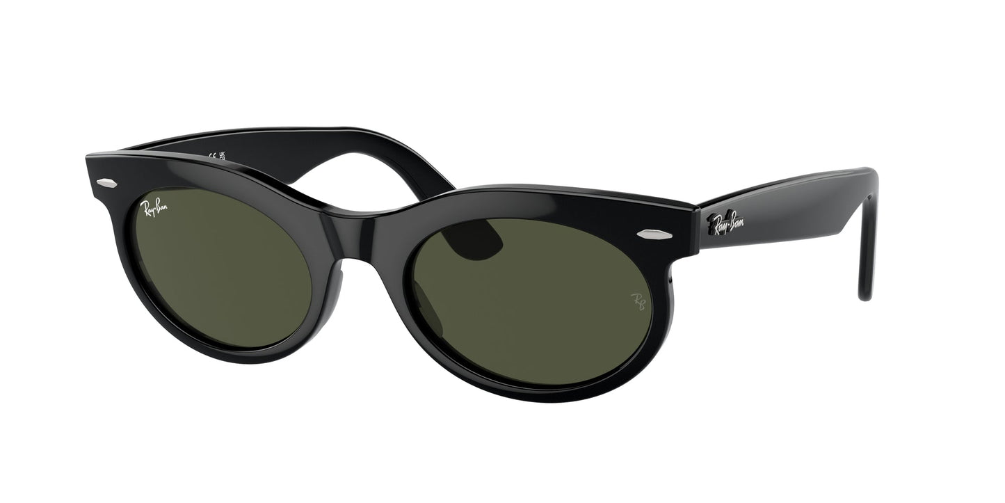 Ray - Ban RB2242 WAYFARER OVAL 901/31 Unisex Sunglasses Acetate Black Green Round Normal