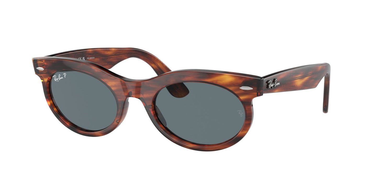 Ray - Ban RB2242 WAYFARER OVAL 954/3R Unisex Sunglasses Acetate Brown Blue Round Polarized Anti-glare