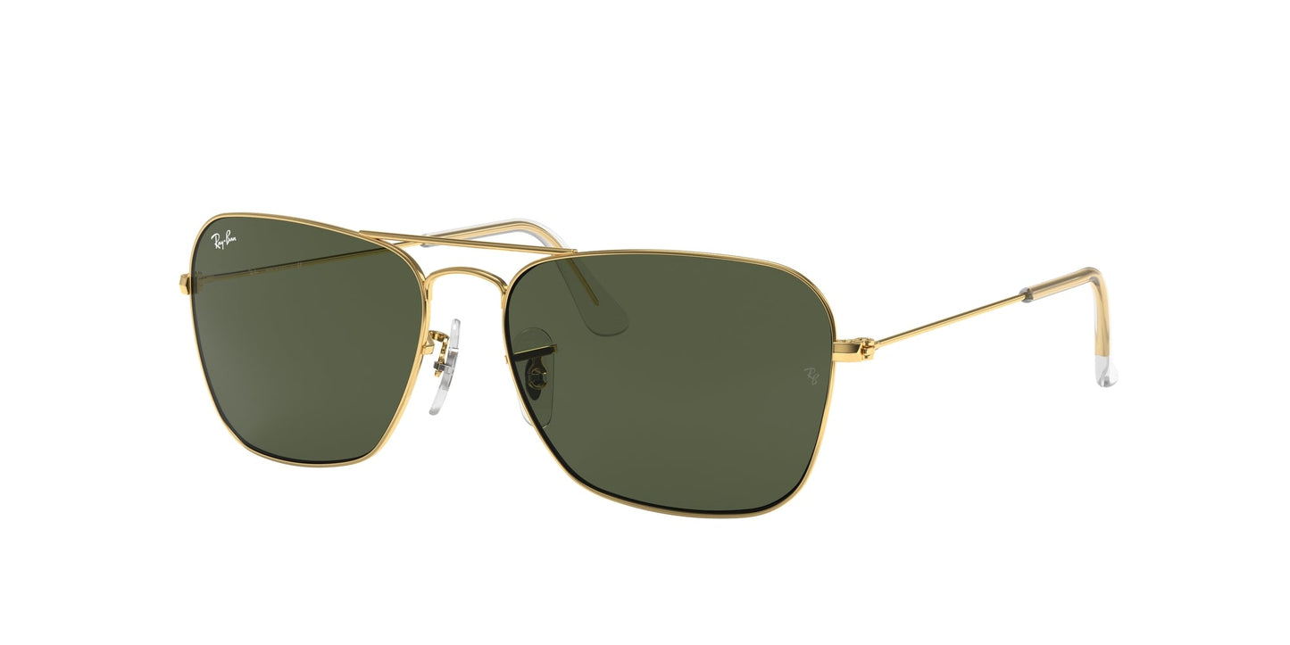 Ray - Ban RB3136 CARAVAN 001 Unisex Sunglasses Metal Gold G15 Squared Normal