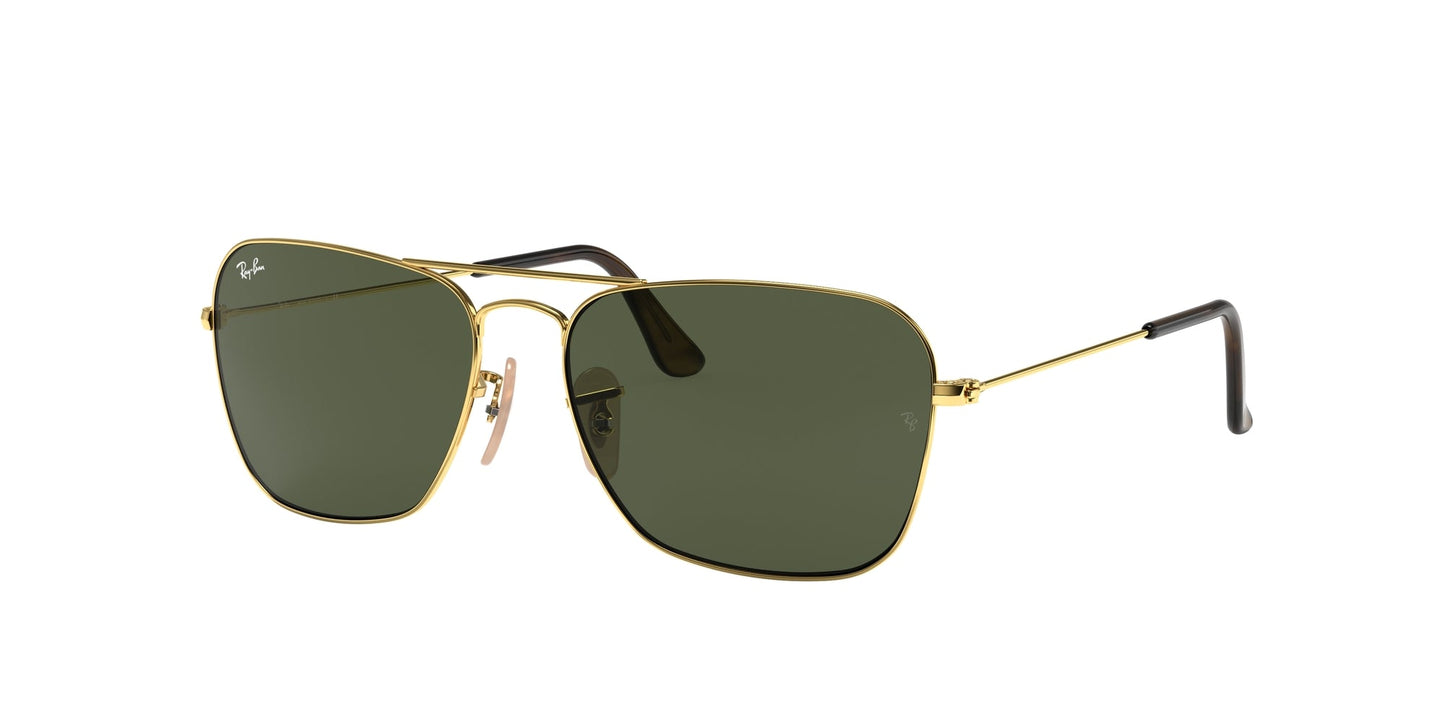 Ray - Ban RB3136 CARAVAN 181 Unisex Sunglasses Metal Gold G15 Squared Normal