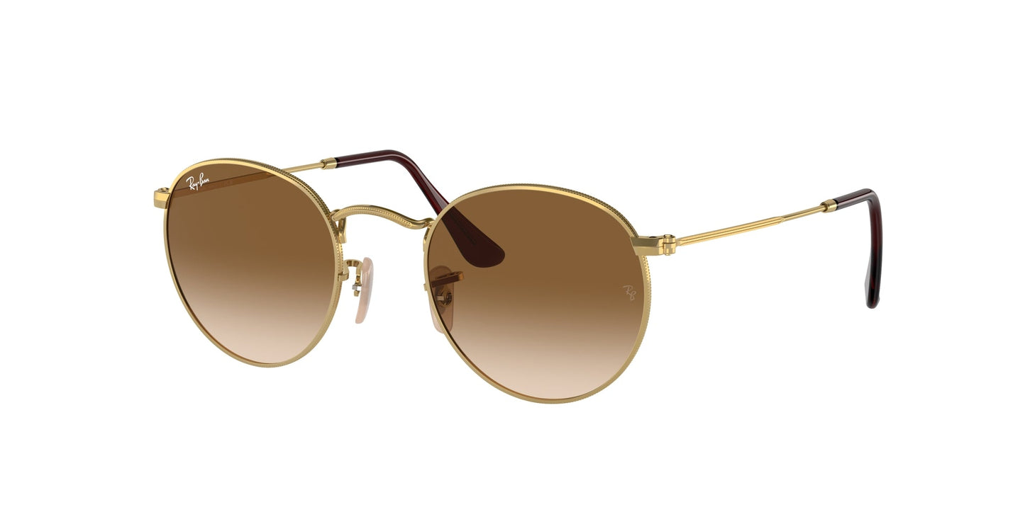 Ray - Ban RB3447 ROUND METAL 001/51 Unisex Sunglasses Metal Gold Brown Round Normal Shaded