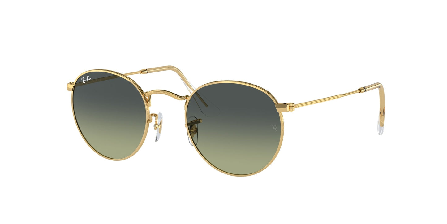 Ray - Ban RB3447 ROUND METAL 001/BH Man Sunglasses Metal Gold Green Round Normal Shaded