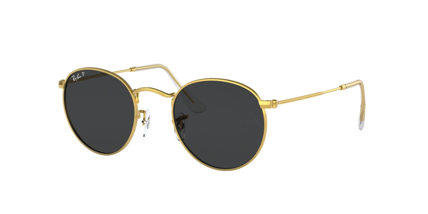 Ray - Ban RB3447 ROUND METAL 919648 Man Sunglasses Metal Gold Black Round Polarized