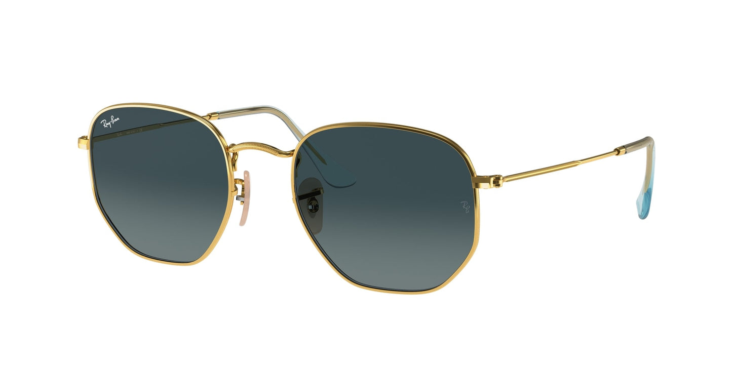 Ray - Ban RB3548N HEXAGONAL 91233M Unisex Sunglasses Metal Gold Blue Geometric Normal