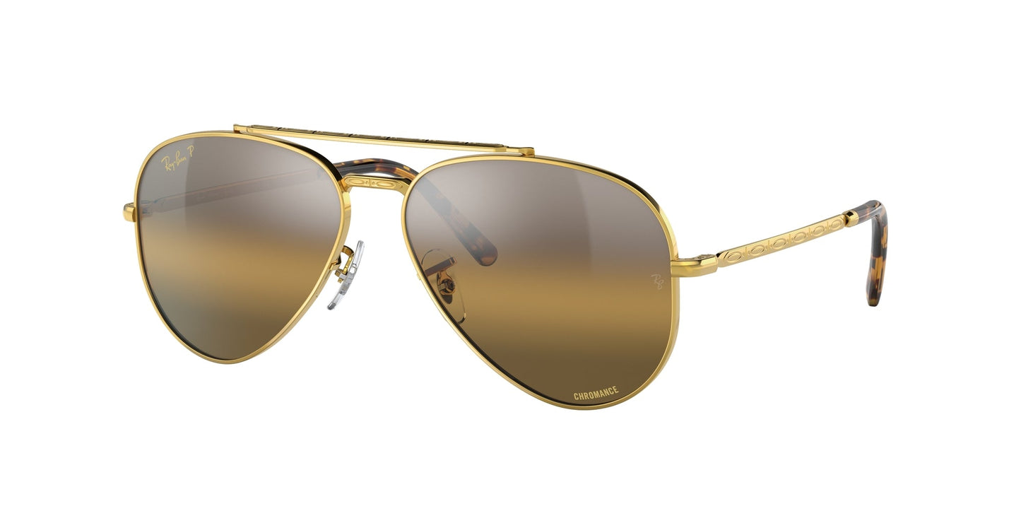 Ray - Ban RB3625 NEW AVIATOR 9196G5 Unisex Sunglasses Metal Gold Brown Pilot Polarized Shaded