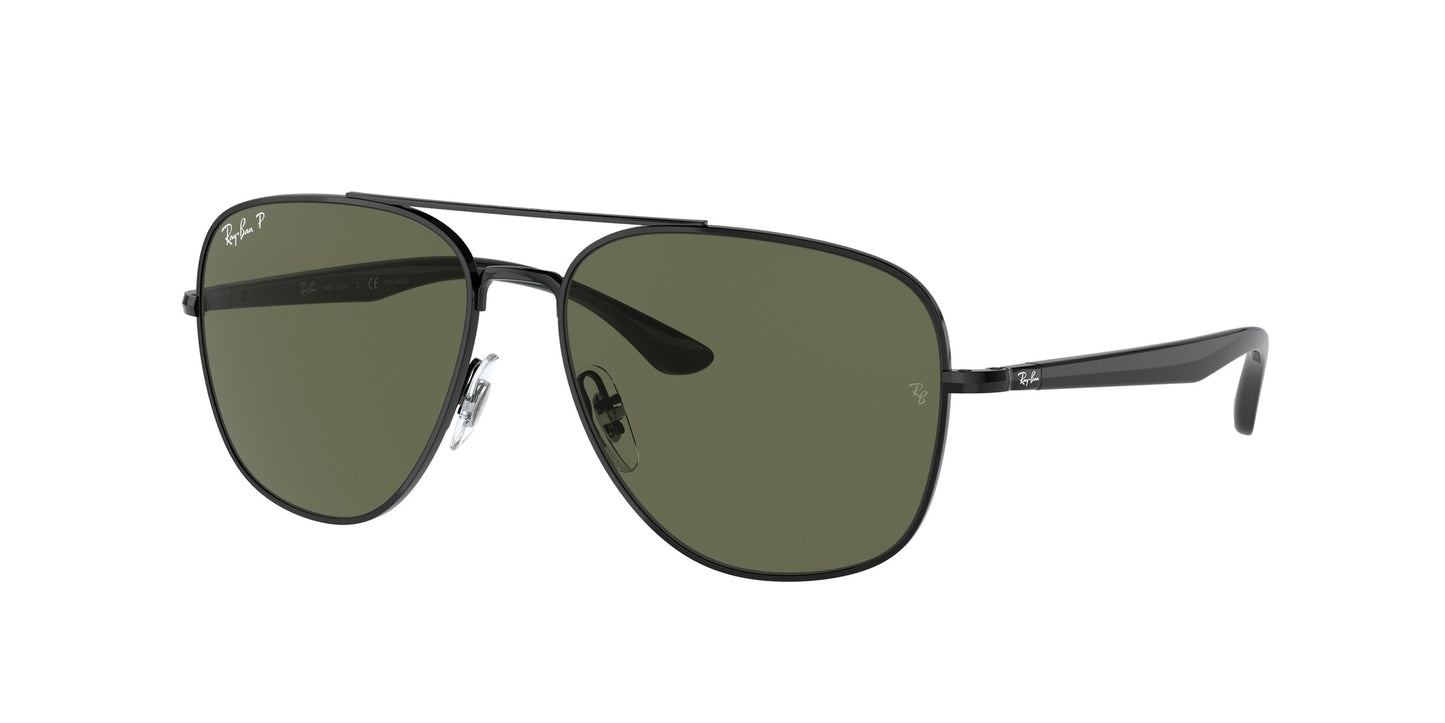 Ray - Ban RB3683 002/58 Unisex Sunglasses Metal Black G15 Squared Polarized