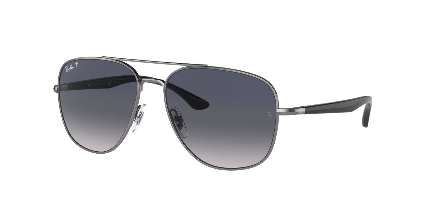 Ray - Ban RB3683 004/78 Unisex Sunglasses Metal Grey Blue Squared Polarized Shaded
