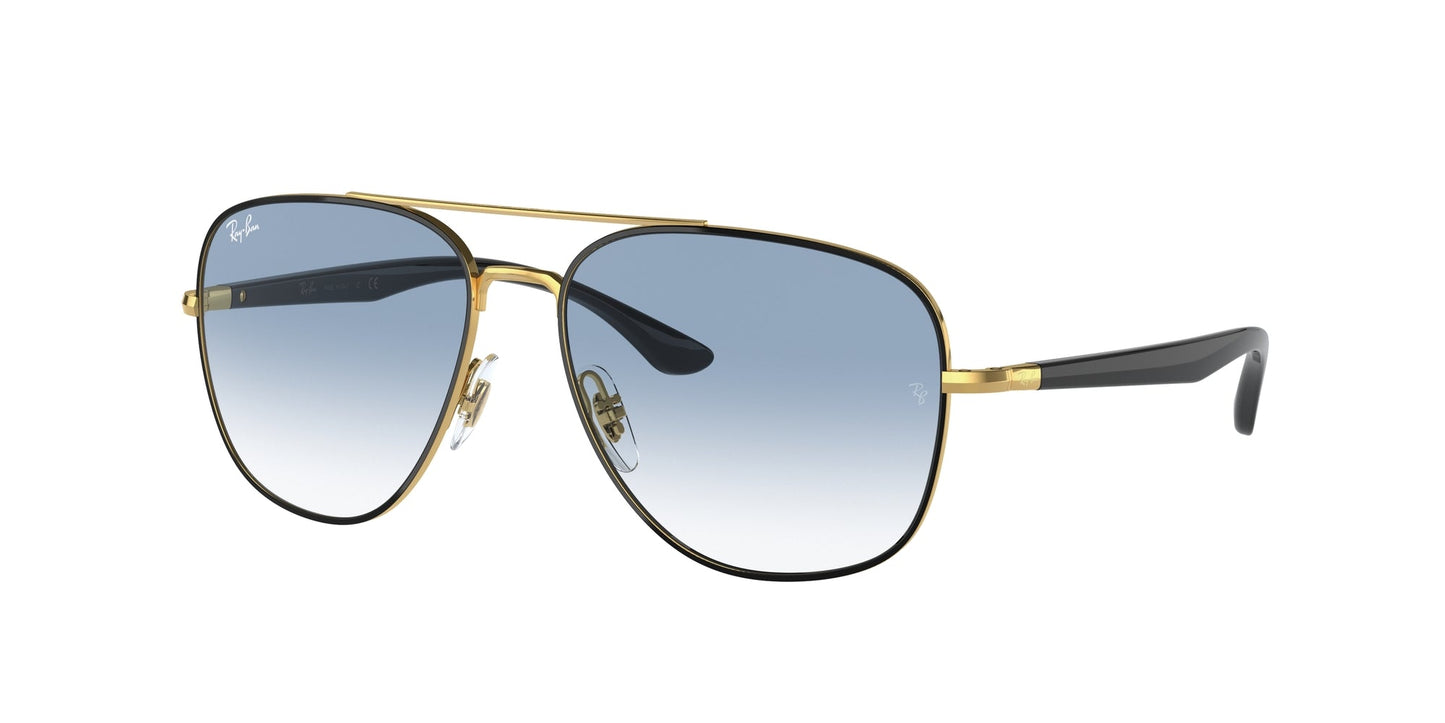 Ray - Ban RB3683 90003F Unisex Sunglasses Metal Black Blue Squared Normal Shaded