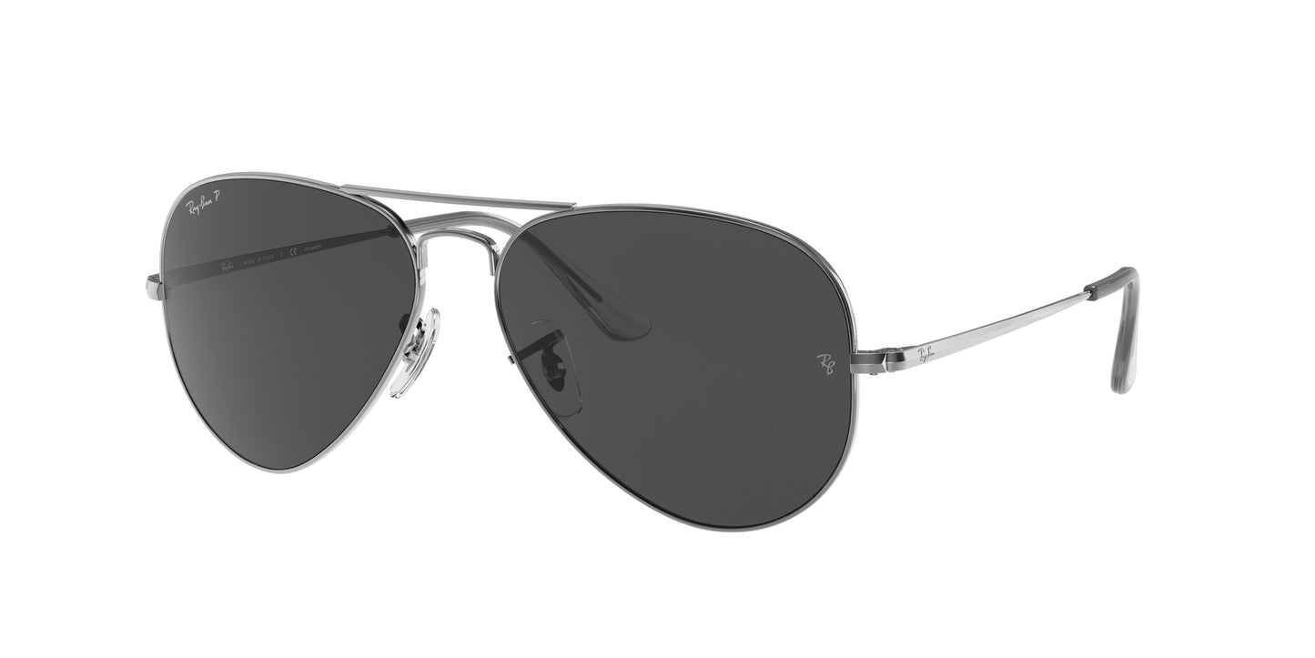 Ray - Ban RB3689 AVIATOR METAL II 004/48 Unisex Sunglasses Metal Grey Black Pilot Polarized