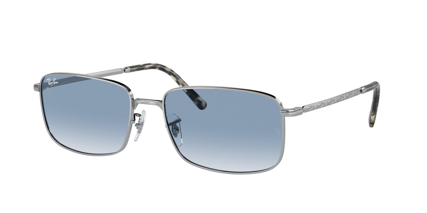 Ray - Ban RB3717 003/3F Unisex Sunglasses Metal Silver Blue Squared Normal Shaded