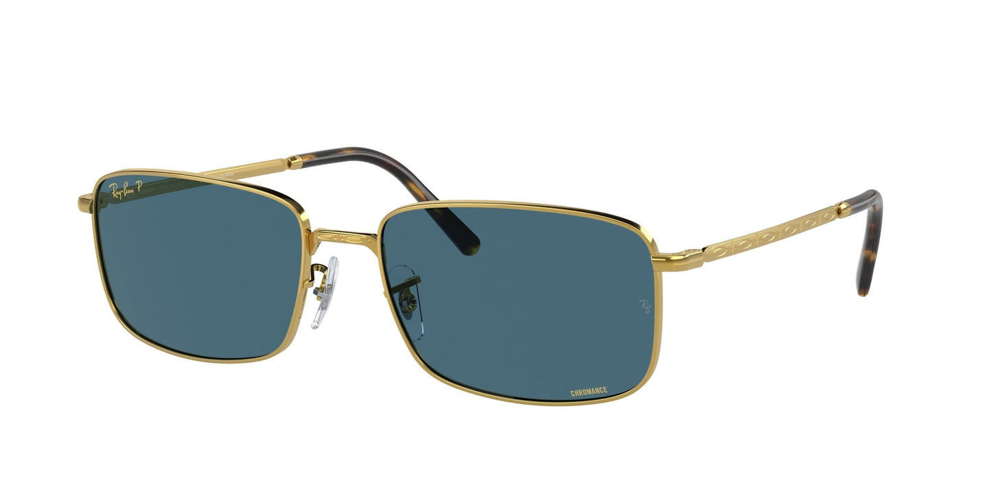 Ray - Ban RB3717 9196S2 Unisex Sunglasses Metal Gold Blue Squared Polarized