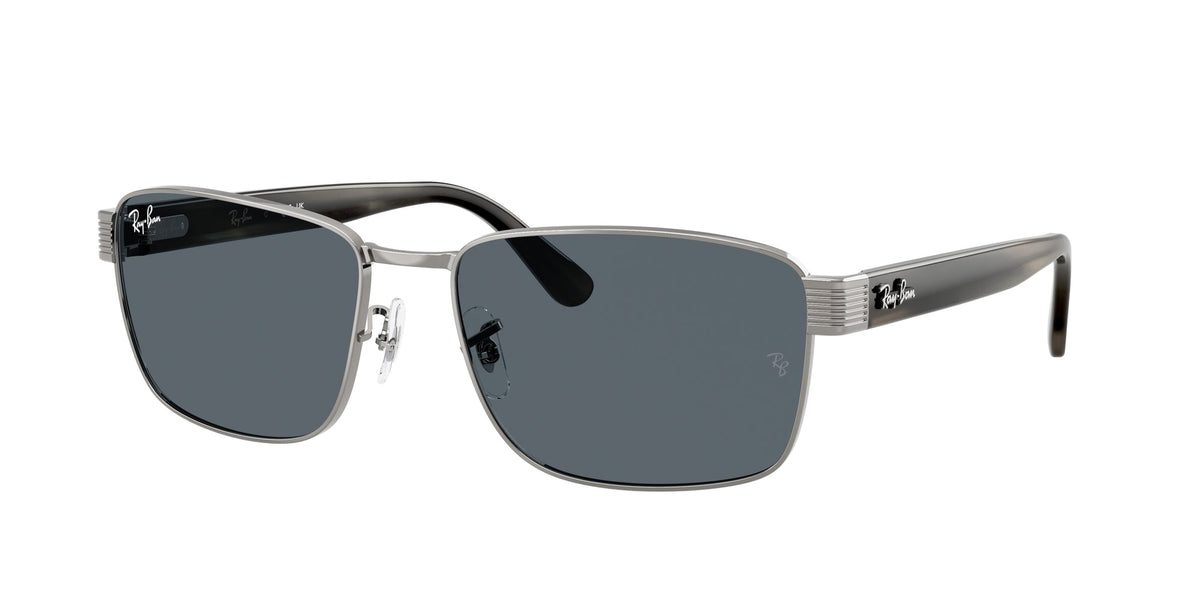 Ray - Ban RB3750 004/R5 Unisex Sunglasses Metal Grey Blue Squared Normal