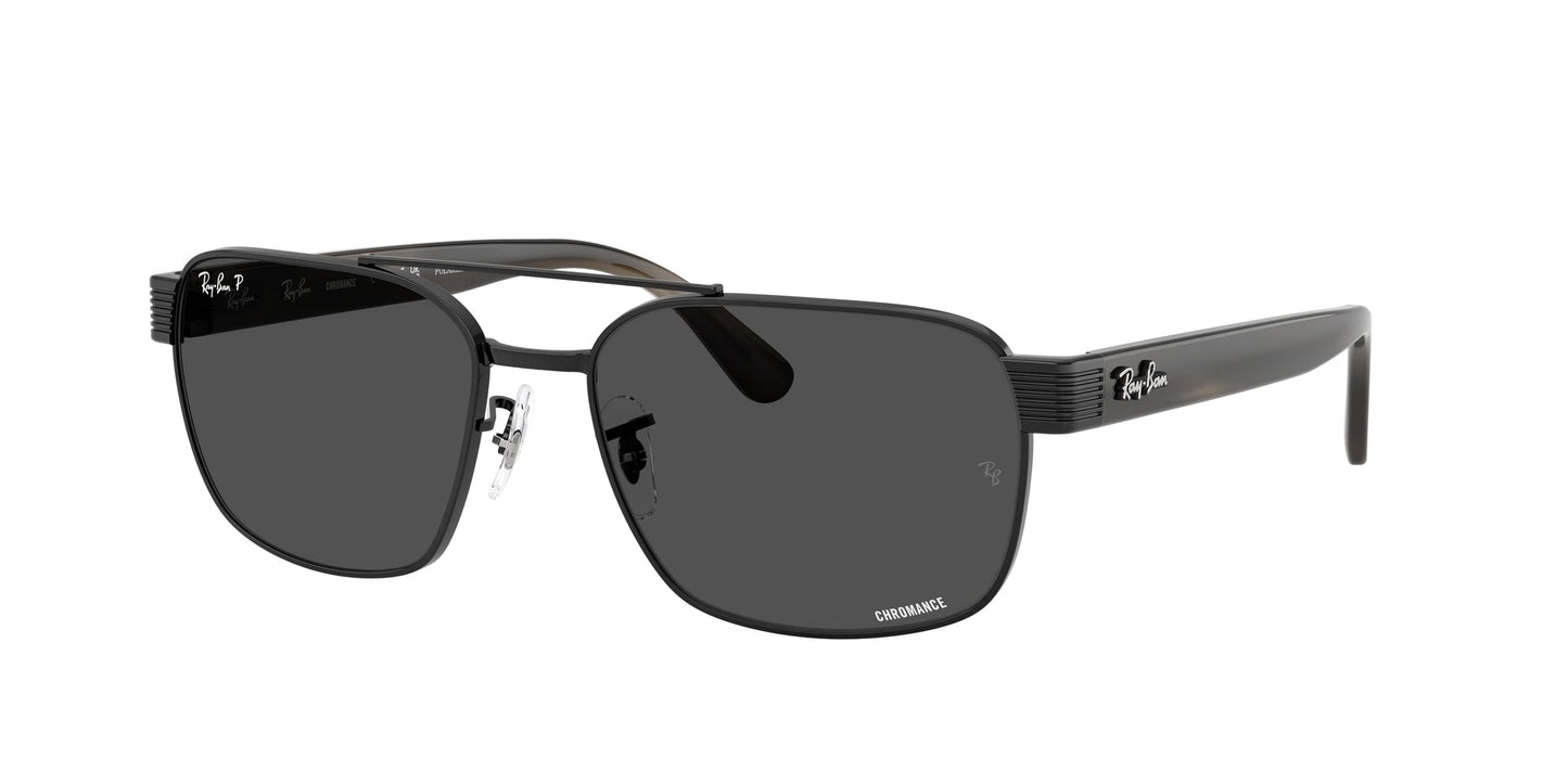 Ray - Ban RB3751CH 002/K8 Unisex Sunglasses Metal Black Grey Squared Polarized