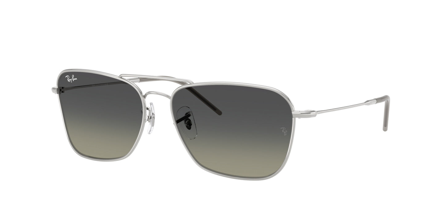 Ray - Ban RBR0102S CARAVAN REVERSE 003/11 Unisex Sunglasses Metal Silver Grey Squared Normal Shaded