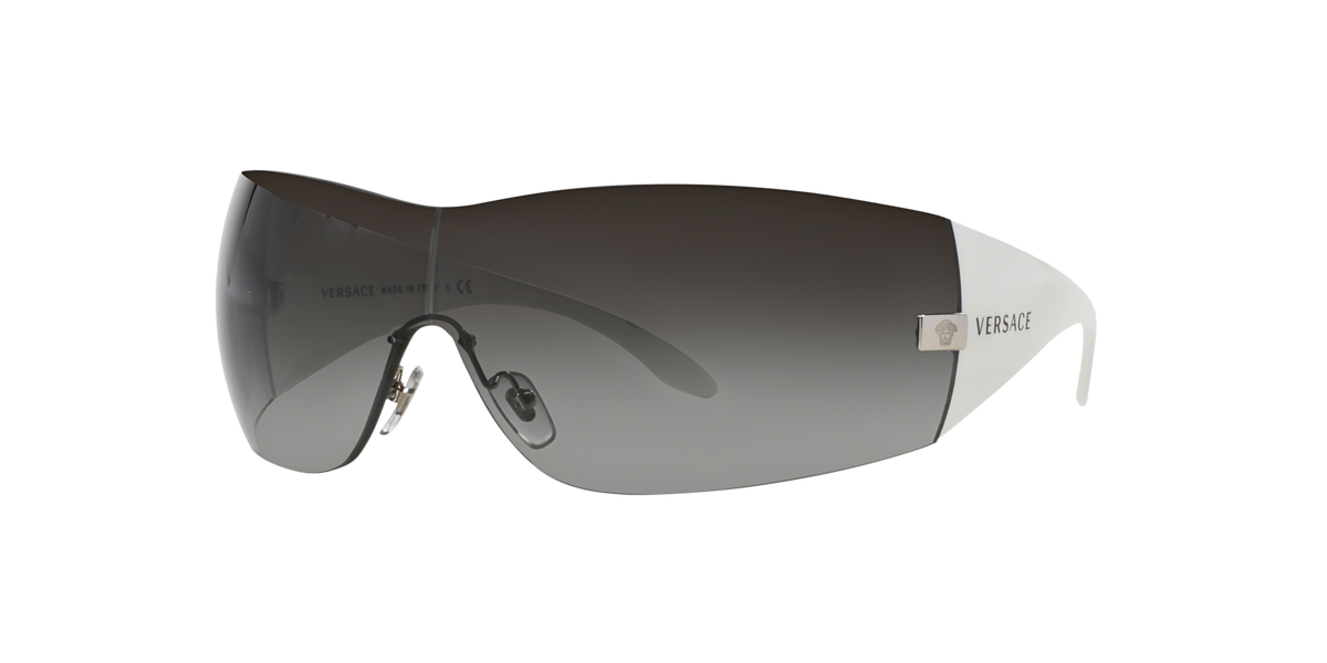 Versace VE2054 10008G Woman Sunglasses Injected Silver Grey Squared Normal Shaded