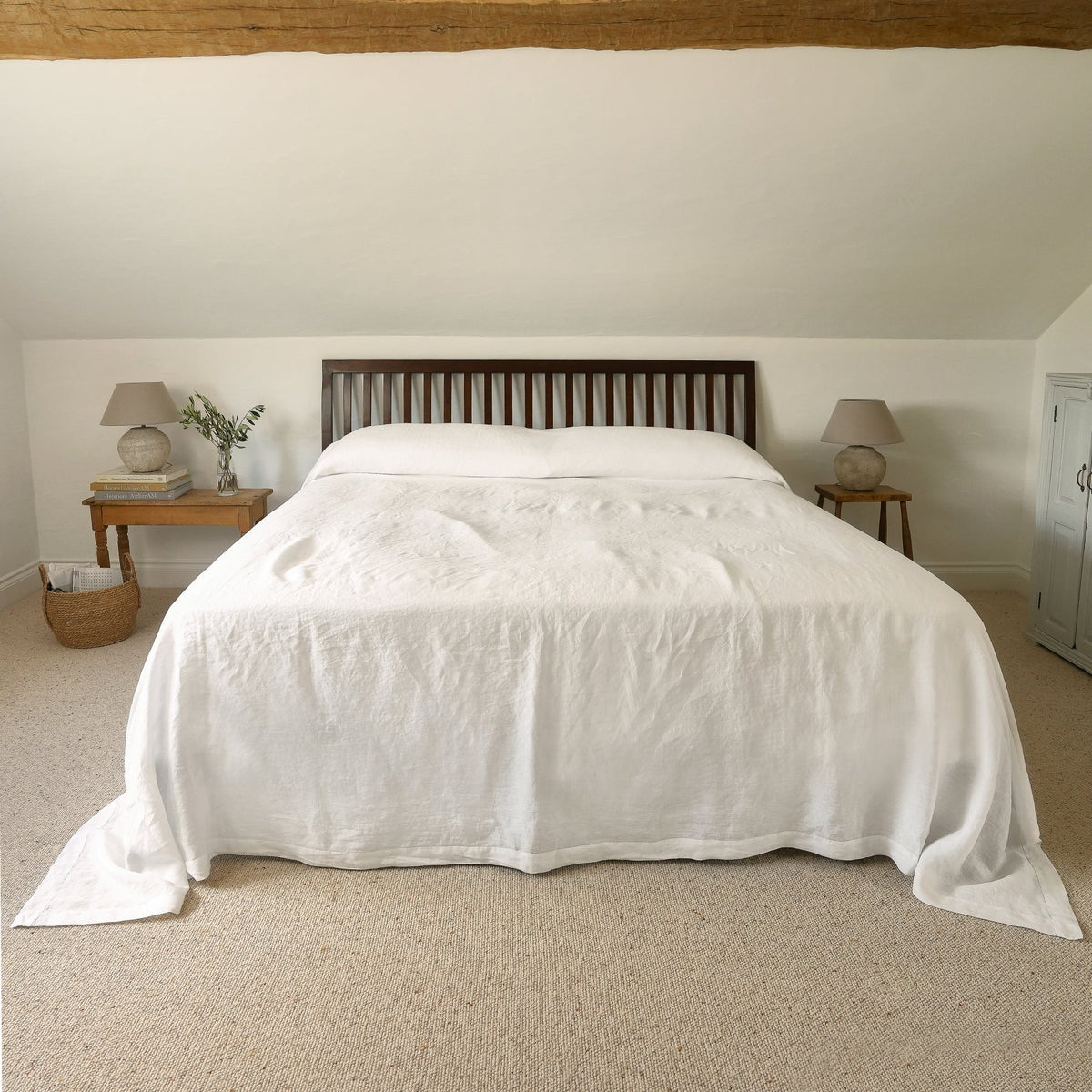 Dip & Doze 100% Linen Flat Sheet Double / White