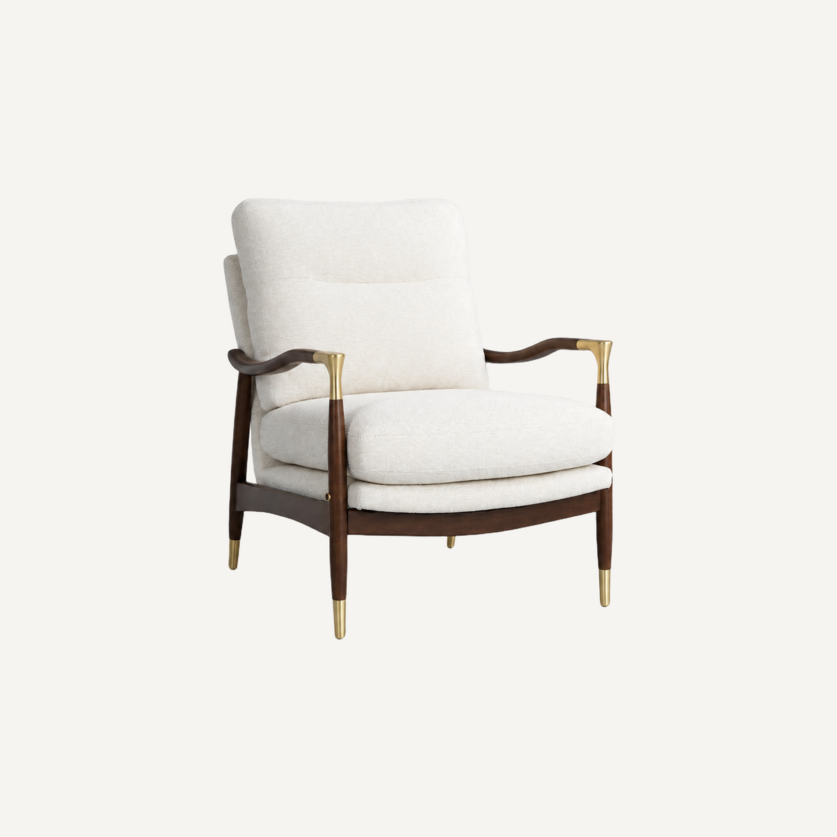 COLAMY AURA Mid-Century Upholstered Wood Frame Accent Chair - Beige / 1 Piece