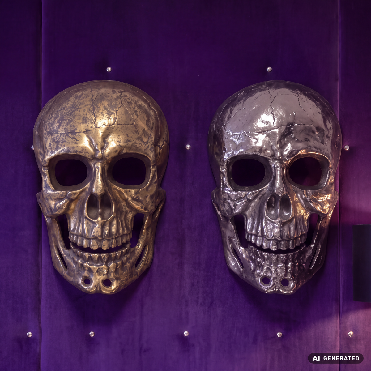 FineBuy Wanddeko Totenkopf Aluminium 41 cm Schädel Groß, Design Wanddekoration Metall Deko Alu Modern, Wohndeko Skull, Wandskulptur Dekoration Wohnacc