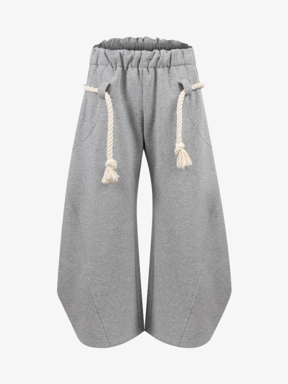 Decorative Rope Detail Wide Leg Sweatpants - Gray / S