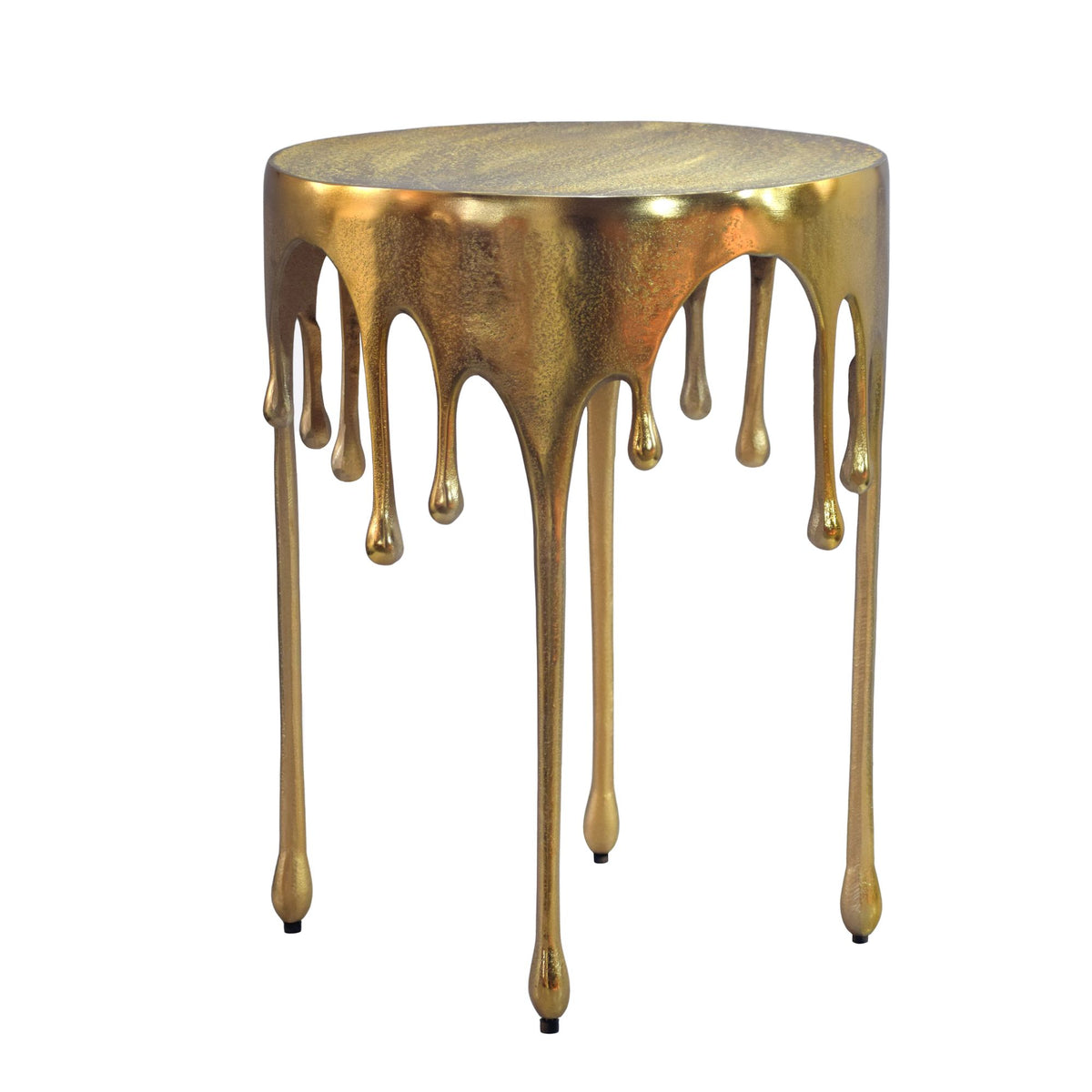 FineBuy Beistelltisch 43cm Aluminium Tisch Rund - Design Anstelltisch Alu Modern - Wohnzimmertisch Metall Tropfen - Metalltisch Dekotisch Couchtisch H