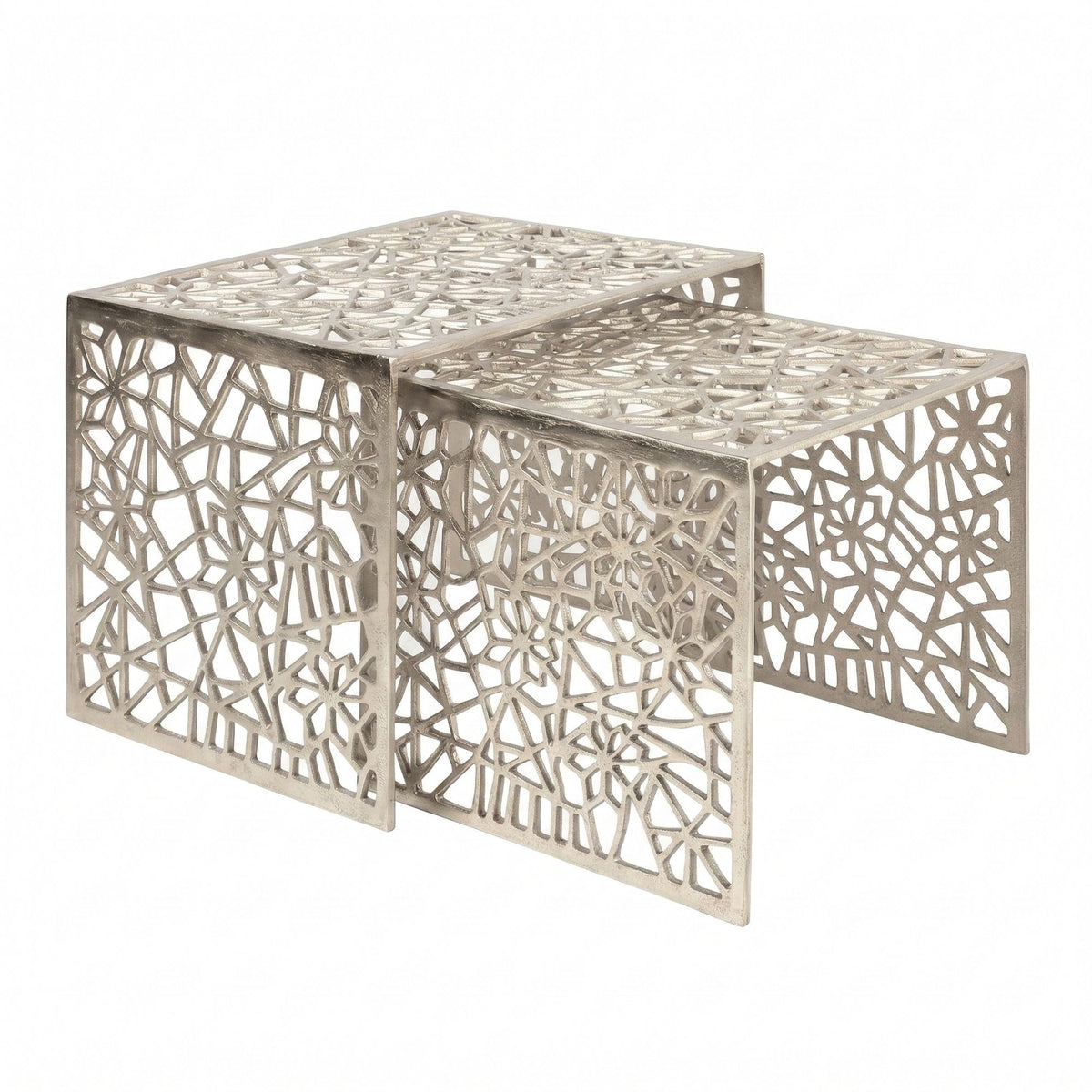FineBuy 2er Set Couchtisch Aluminium - Design Beistelltisch Set - Metalltisch Wohnzimmertisch modern Alu - Sofatisch rechteckig Metall - Loungetisch S