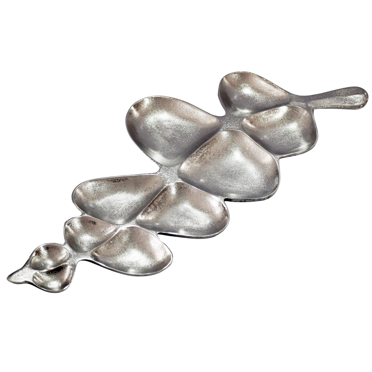 FineBuy Dekoschale Schale Metall 60,5cm Tischdeko - Moderne Metallschale aus Aluminium in Blattform - Elegante Aluschale - Alu Schmuckschale Handmade