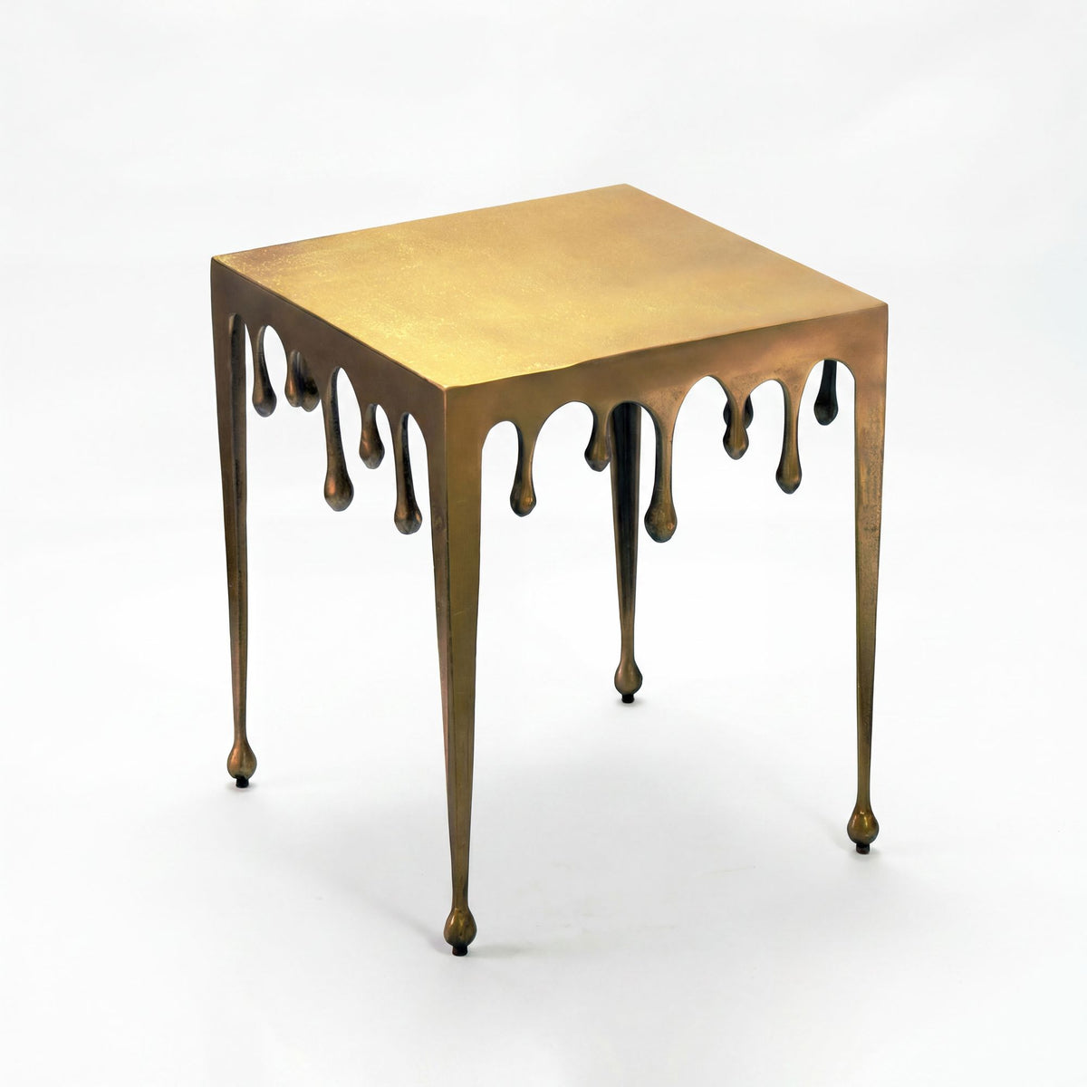 FineBuy Beistelltisch 45,5cm Aluminium Tisch Quadratisch - Design Anstelltisch Alu Modern Drops - Wohnzimmertisch Metall Tropfen - Metalltisch Dekotis