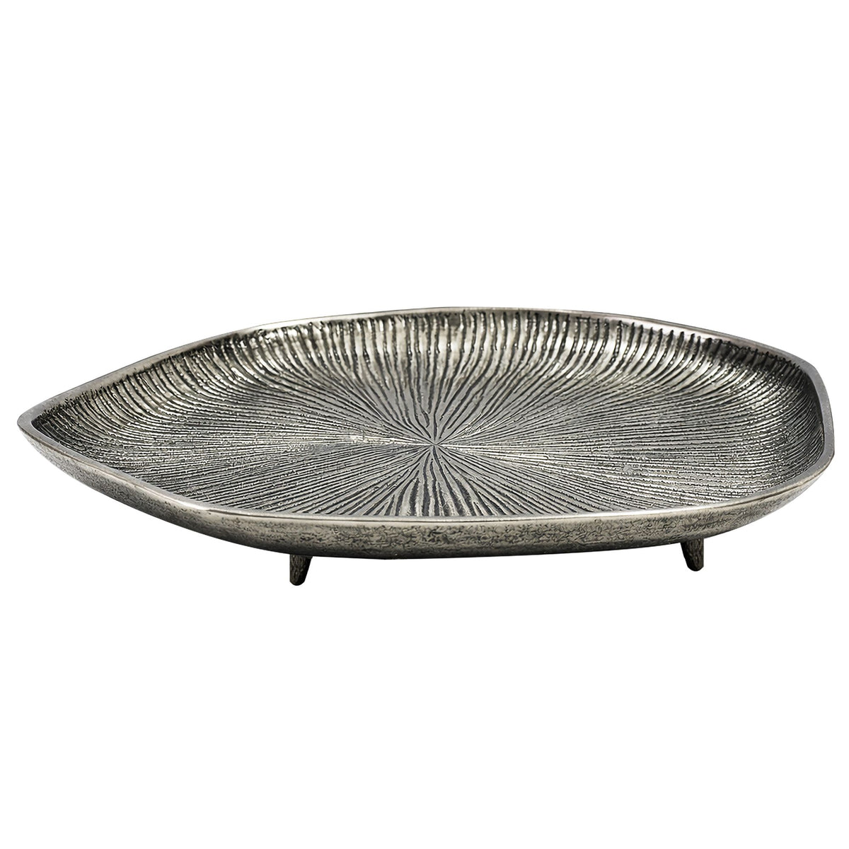 FineBuy Dekoschale Aluminium 40cm Organisch - Design Standdeko Metall - Schmuckteller Tisch Deko mit Beinen - Dekoteller Schmuckschale Schale Badezimm