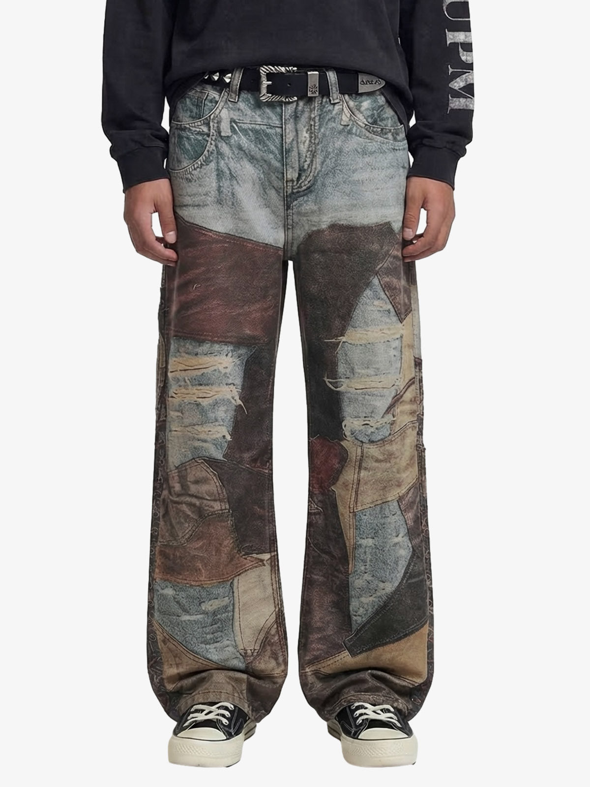 Thesupermade High Street Distressed Washed Printed Jeans - 2246 - Brown / M