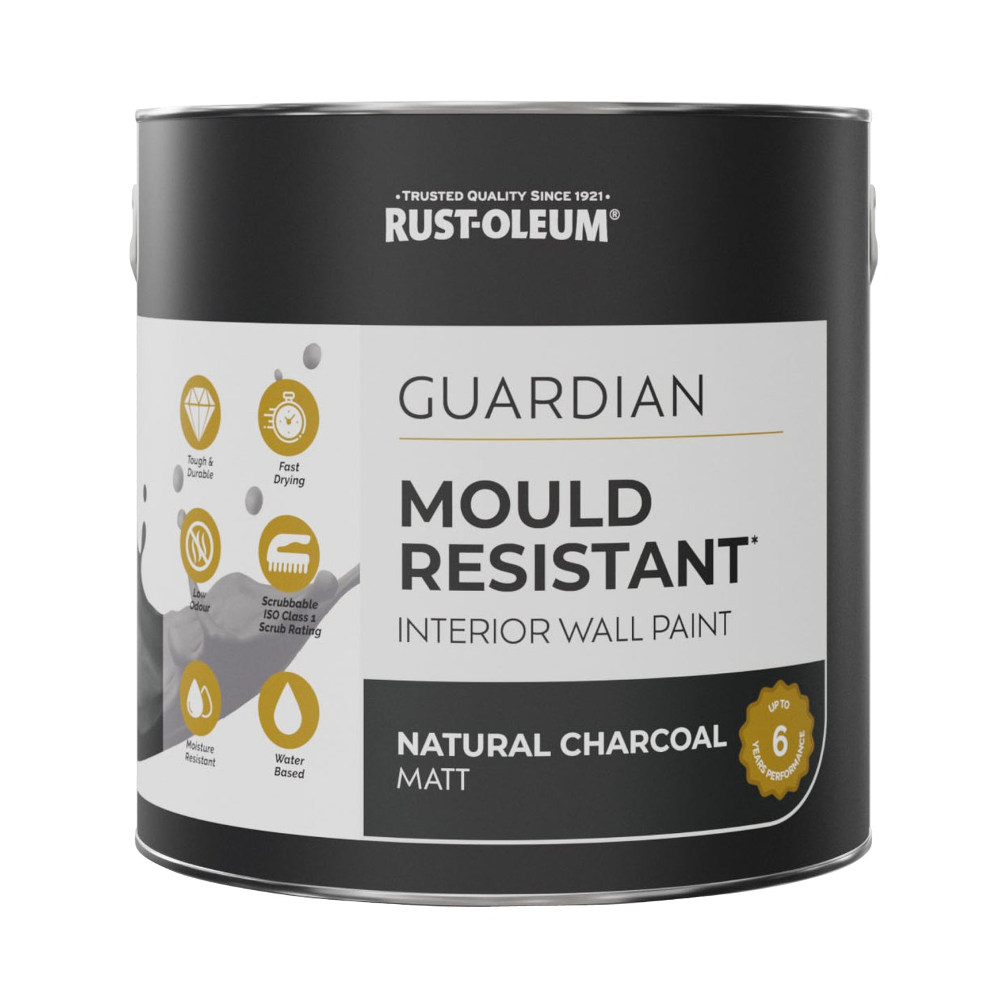 Guardian Mould Resistant Black Interior Wall Paint - Natural Charcoal 2.5L
