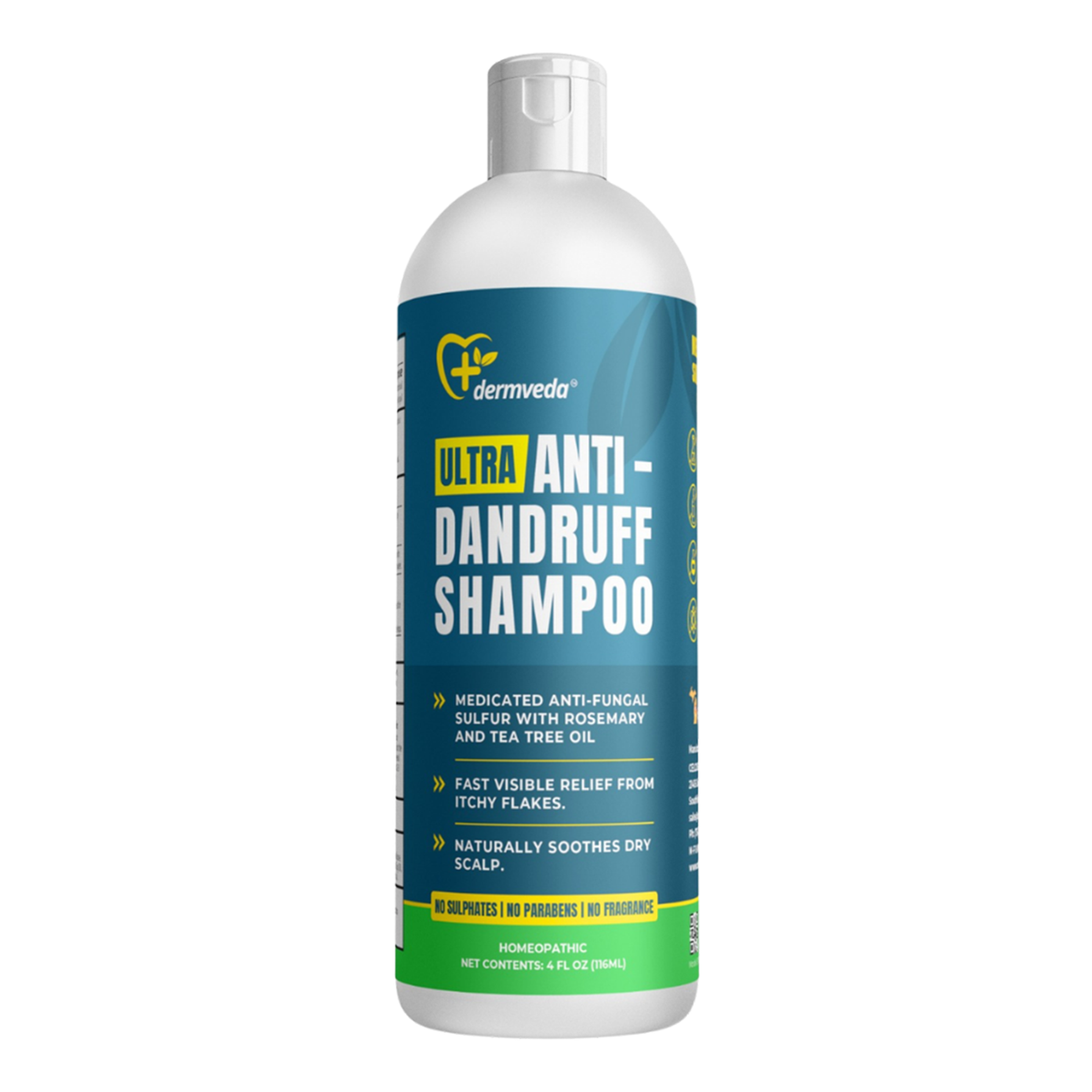 Ultra Anti-Dandruff Shampoo, Medicated Fungus-control Sulphur Formula With Rosemary, and Tea Tree Oil, Relief from Itchy Flakes and Dry Scalp