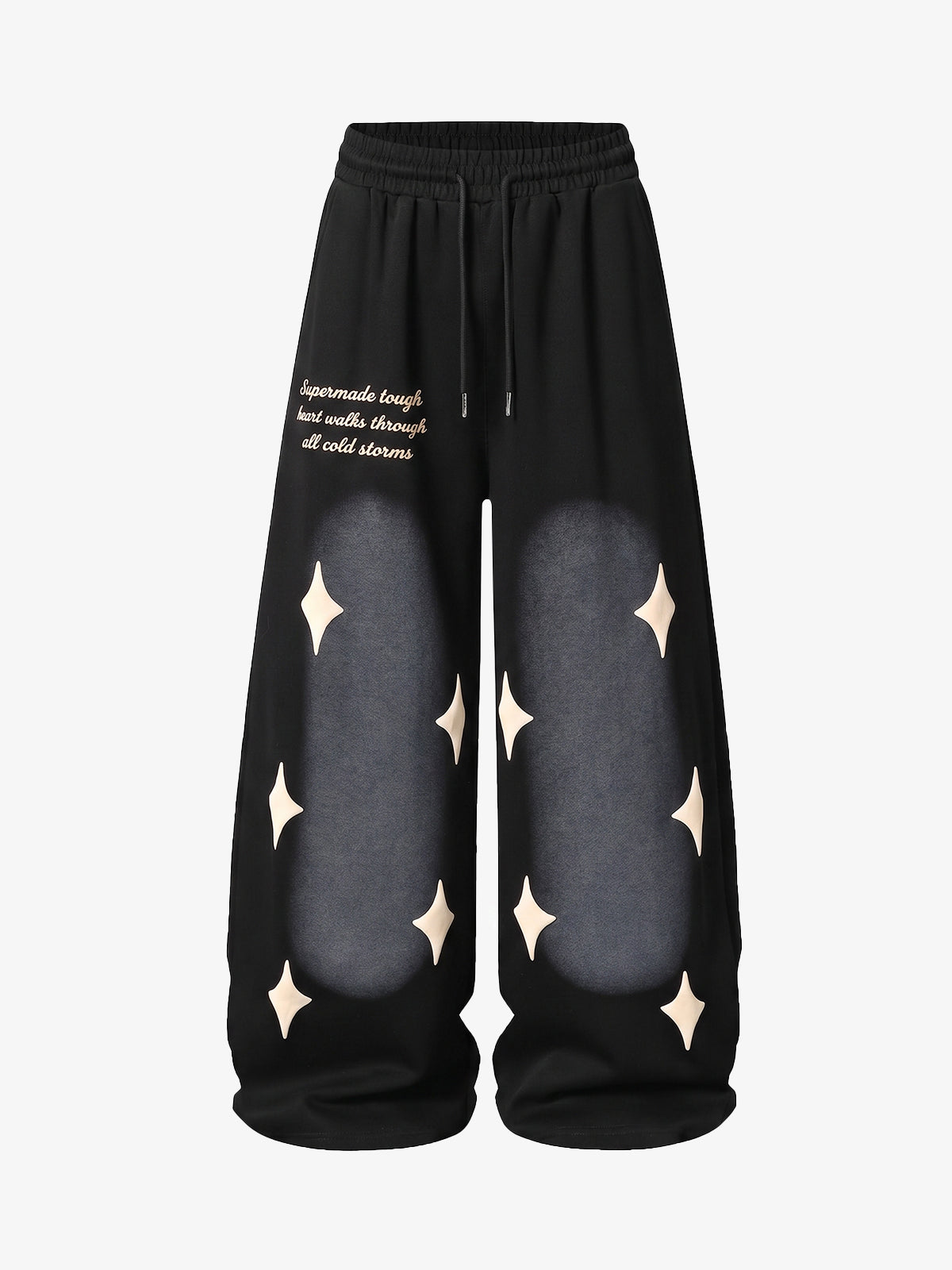 Spray Paint Star Print Distressed Sweatpants - Black / M