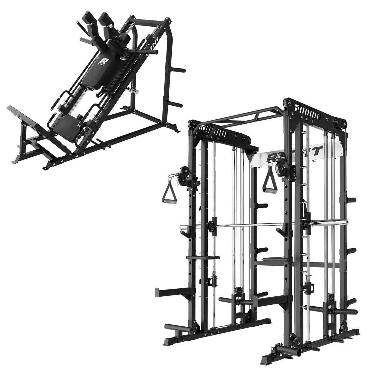 RitFit Smith Maschine & Beinpresse Home Gym Set - Schwarz / Schwarz