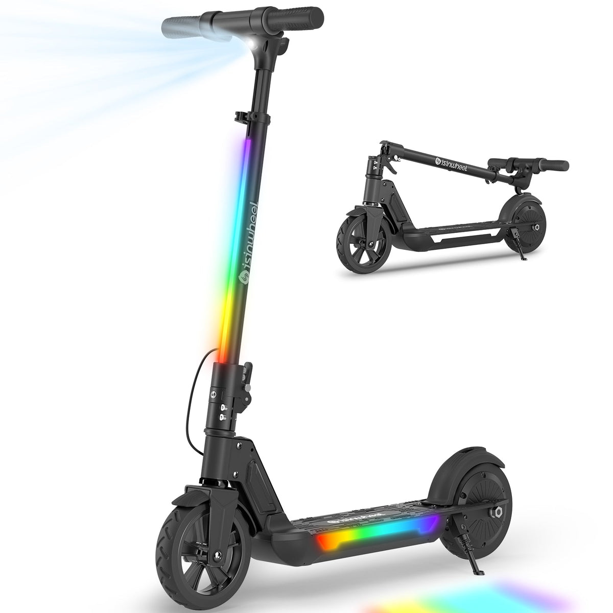 isinwheel® S7 Glow Adjustable Kids E-Scooter - S7 Black / 1
