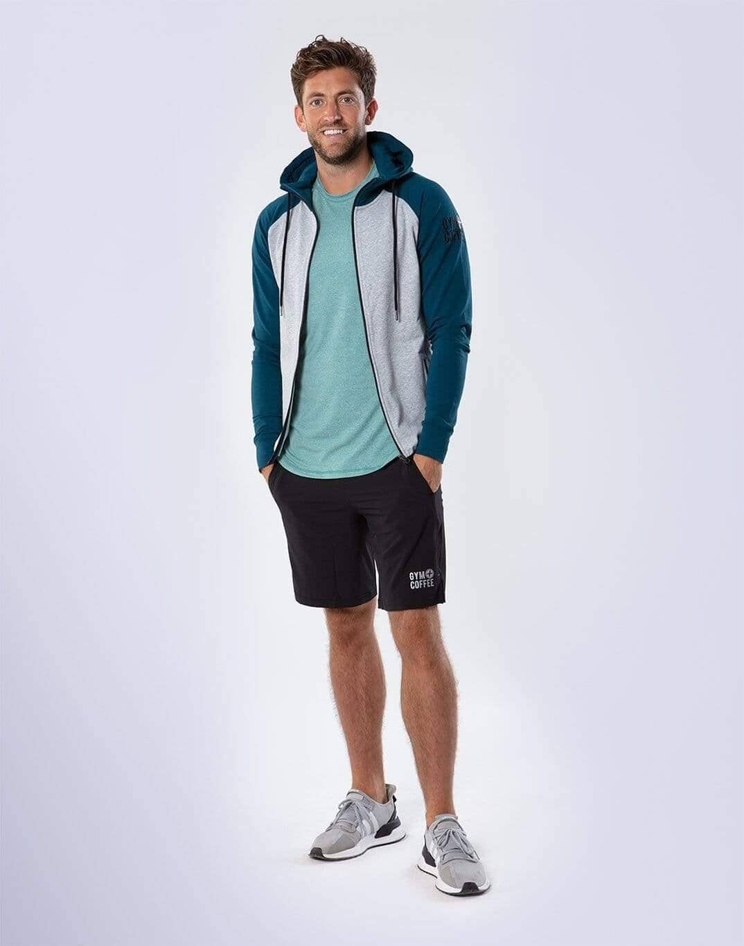 Men's Two-Tone Hoodie in Petrol Blue-Grey - Small / Petrol Blue Grey