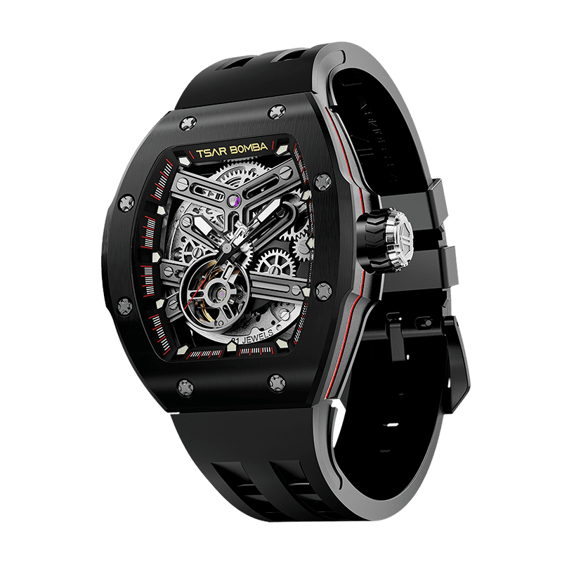 TSARBOMBA Atomic TB8218A Men's Fashion Watch, Miyota automatic mechanical movement, tonneau-style case, 316L stainless steel bezel and case, interchan