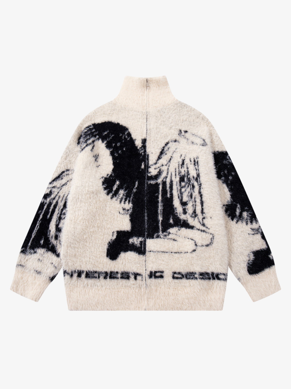 Street Subculture Angel Jacquard Cardigan Sweater - Apricot / S
