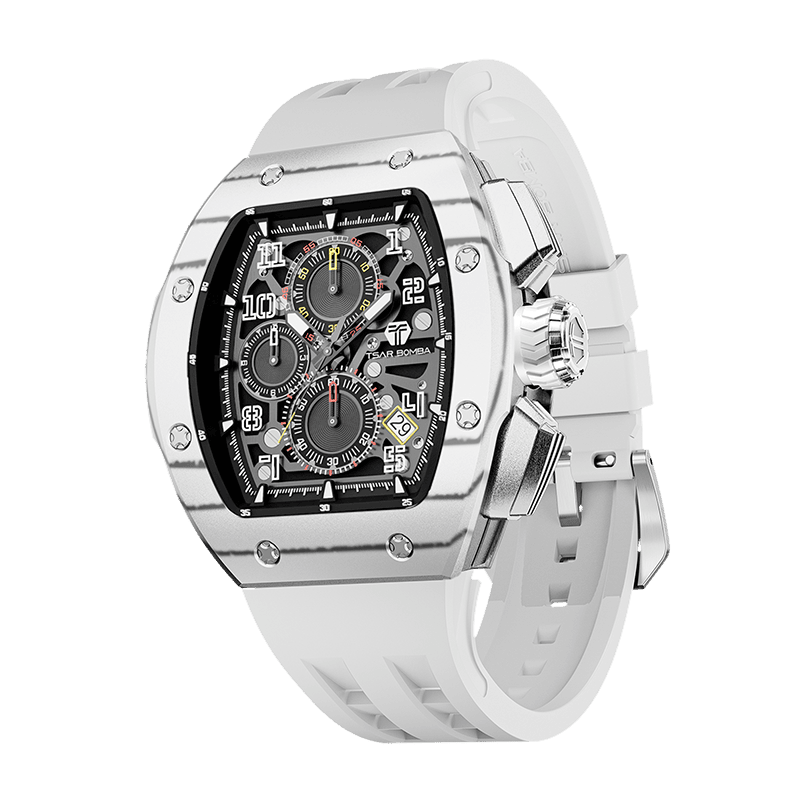 Atomic-Interchangeable Calendar Watch Carbon Fiber White
