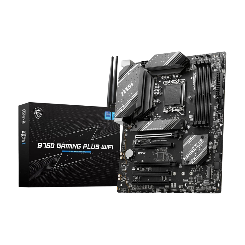 MSI Intel B760 GAMING PLUS WIFI ATX Motherboard - LGA 1700 Socket, DDR5 Memory, M.2 Slots, Wi-Fi, for Gaming PCs and Builds