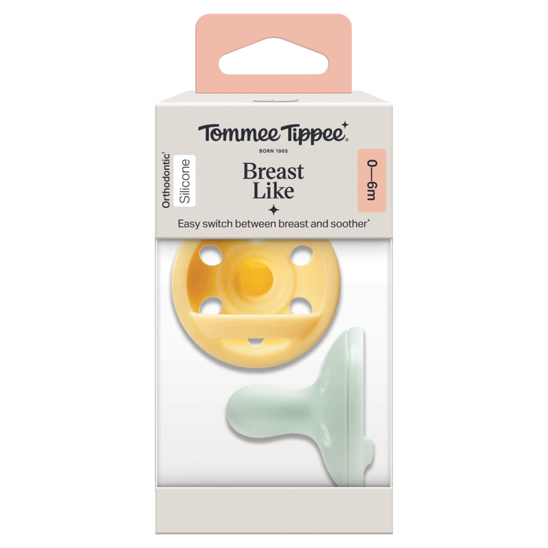 Tommee Tippee Baby Soothers Teethers Breast-Like Soother 0-6 Months 2 Pack BPA-Free Silicone Pacifiers for Newborn Comfort