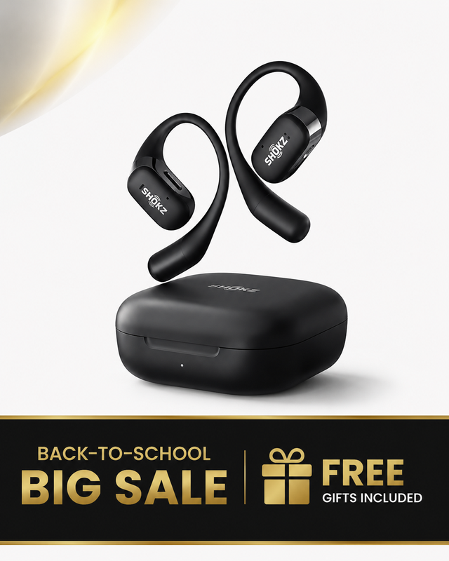 SHOKZ OpenFit Open-Ear Sport Headphones in Black with Dolby Audio, Non-Block Ear Design & All-Day Comfort