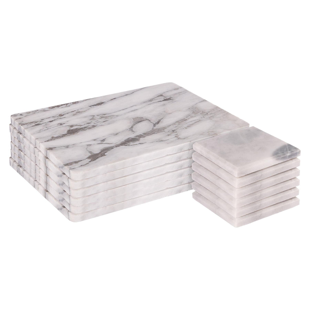 12pc Marble Placemats & Square Coasters Set