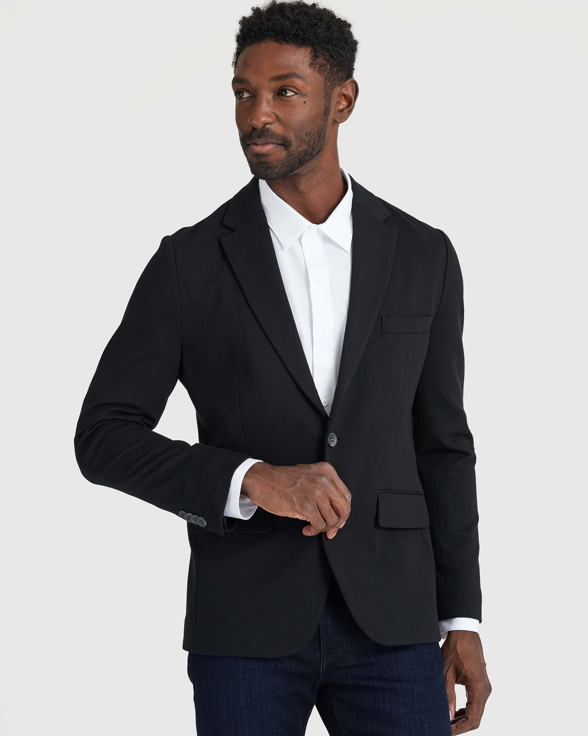 True Classic Black Comfort Knit Blazer | 36